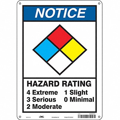 CONDOR 486C51 Chemical Sign 10 W 14 H 0.055 Thickness