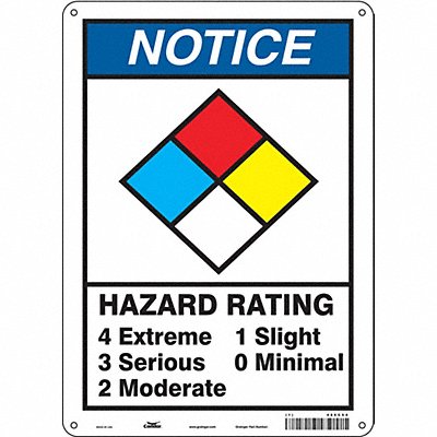 CONDOR 486C54 Chemical Sign 10 W 14 H 0.004 Thickness