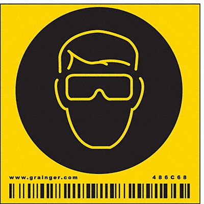 CONDOR 486C68 Safety Sign 2 1/4 inx2 1/4 in Vinyl