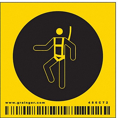 CONDOR 486C72 Safety Sign 2 1/4 inx2 1/4 in Vinyl