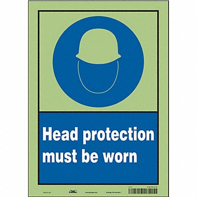 CONDOR 486D39 Safety Sign 14 inx10 in Glow Vinyl