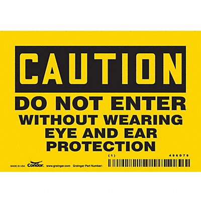 CONDOR 486D79 Safety Sign 3.5in x 5in Vinyl