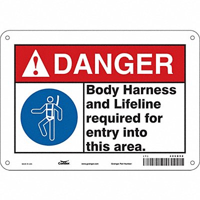 CONDOR 486D98 Safety Sign 7 in x 10 in Aluminum