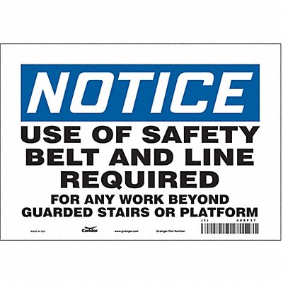 CONDOR 486F37 Safety Sign 7 in x 10 in Vinyl