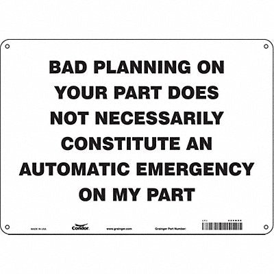 CONDOR 486N90 Safety Sign 10 in x 14 in Aluminum
