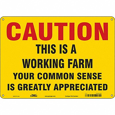 CONDOR 486P58 Safety Sign 10 in x 14 in Aluminum