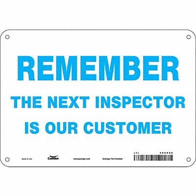 CONDOR 486P66 Safety Sign 7 in x 10 in Polyethylene