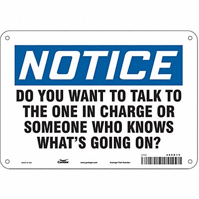 CONDOR 486R15 Safety Sign 7 in x 10 in Aluminum