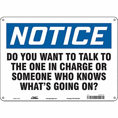 CONDOR 486R16 Safety Sign 10 in x 14 in Aluminum