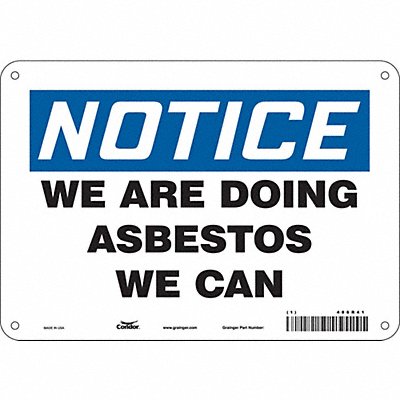 CONDOR 486R41 Safety Sign 7 in x 10 in Aluminum