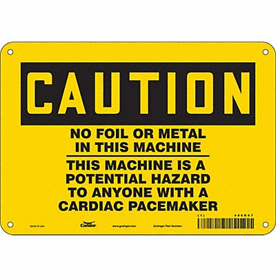 CONDOR 486R67 Safety Sign 7 inx10 in Polyethylene