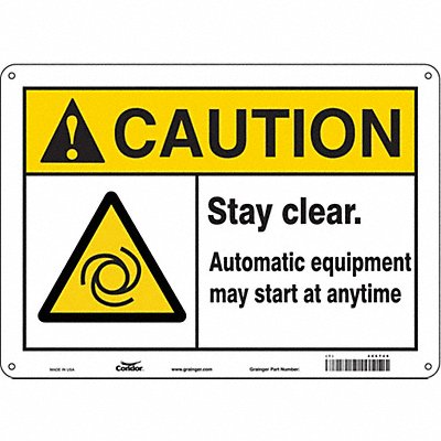 CONDOR 486T49 Safety Sign 10 in x 14 in Aluminum