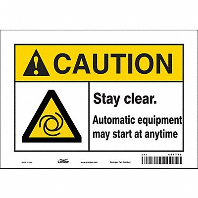 CONDOR 486T52 Safety Sign 7 inx10 in Vinyl