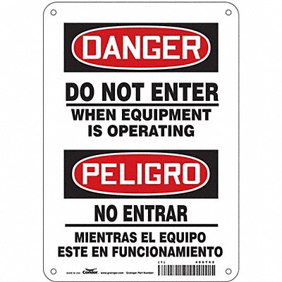 CONDOR 486T62 Safety Sign 10 inx7 in Polyethylene