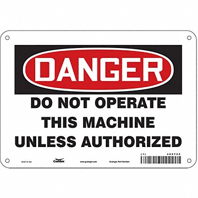 CONDOR 486T66 Safety Sign 7 in H x 10 in W Aluminum