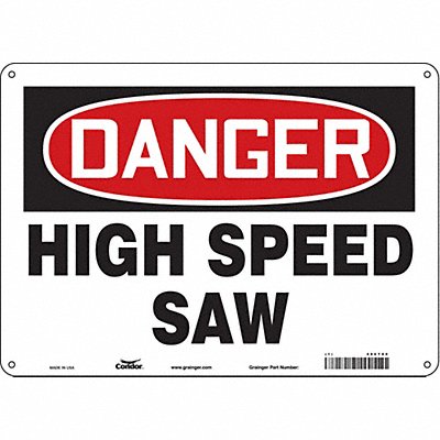 CONDOR 486T80 Safety Sign 10 in x 14 in Aluminum