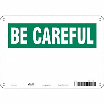 CONDOR 486W59 Safety Sign 7 in x 10 in Polyethylene