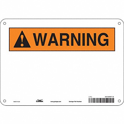 CONDOR 486W72 Safety Sign 7 in x 10 in Aluminum