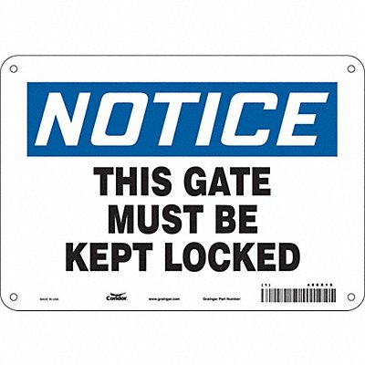 CONDOR 486X15 Safety Sign 7 in x 10 in Aluminum