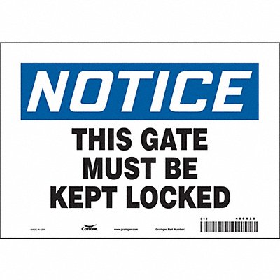 CONDOR 486X20 Safety Sign 7 in x 10 in Vinyl
