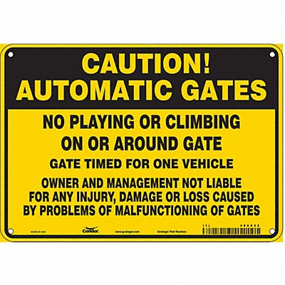 CONDOR 486X22 Safety Sign 7 in x 10 in Aluminum