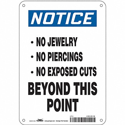 CONDOR 486Z46 Safety Sign 10 in x 7 in Aluminum