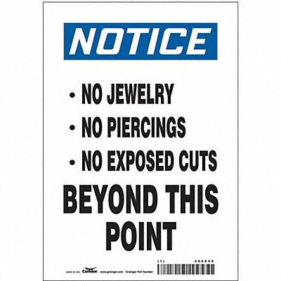 CONDOR 486Z50 Safety Sign 10 in x 7 in Vinyl