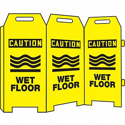 CONDOR 487C82 Barricade Floor Sign Yellow Plastic