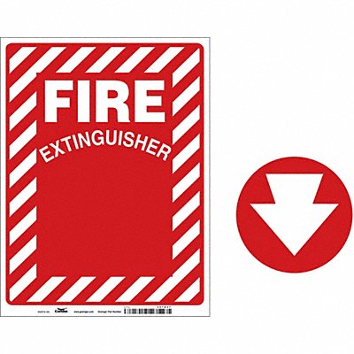 CONDOR 487D47 Fire Extinguisher Sign 12 x 9in Aluminum