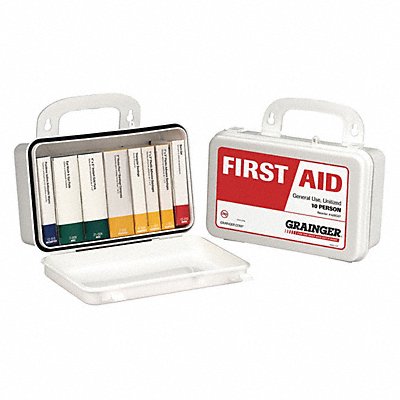 GRAINGER 59001 First Aid Kit w/House 58pcs 2 3/8x4 WHT