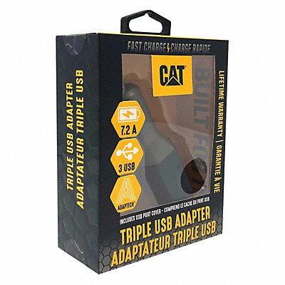 CAT CATDC3USBBLK USB Car Charger Charges Up To 3 Devices