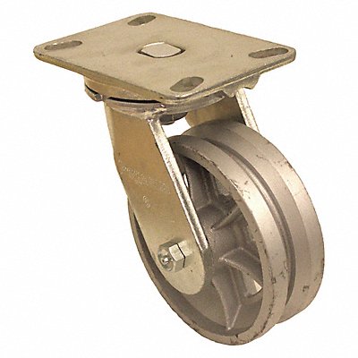 GRAINGER P23SC060R16VG1 V-Groove Track-Wheel Plate Castor Swivel