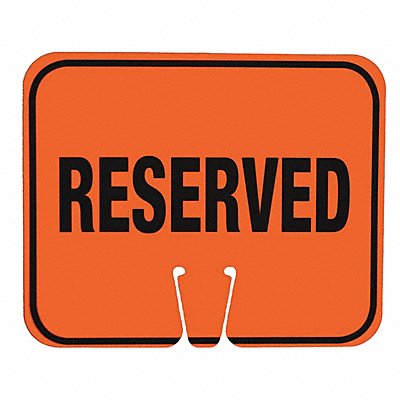 GRAINGER 03550R Traffic Cone Sign 12-1/2 L ABS Plastic
