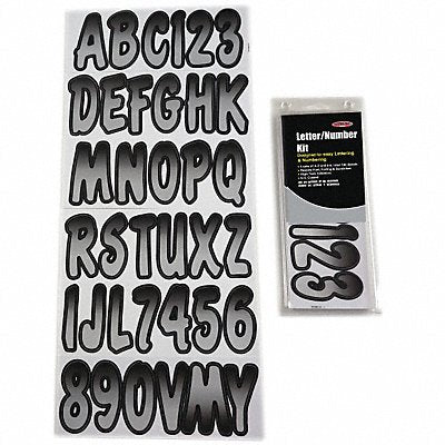 HARDLINE PRODUCTS GSIBKG200 Number and Letter Combo Kit Silver/Black