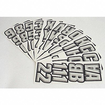 HARDLINE PRODUCTS GSIBLK500 Number and Letter Combo Kit Silver/Black
