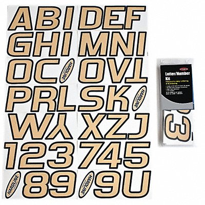HARDLINE PRODUCTS GYEBLK500 Number and Letter Combo Kit 2 in H