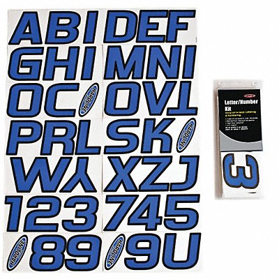 HARDLINE PRODUCTS GBLBLK700 Number and Letter Combo Kit Blue 3 in.H