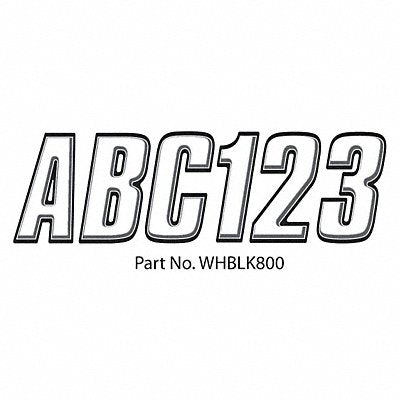 HARDLINE PRODUCTS GWHBLK800 Number and Letter Combo Kit White 3 in.H