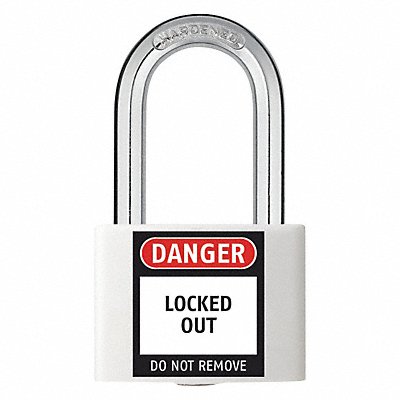 GRAINGER 48JR48 Lockout Padlock KA White 2 H PK6