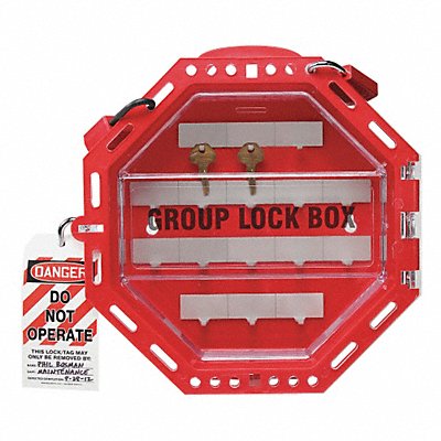 CONDOR 48KV16 Group Lockout Box 42 Padlocks Red 13in.H