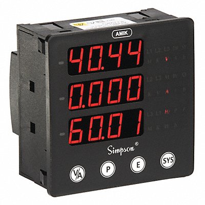 SIMPSON ELECTRIC A100 Digital Panel Meter 2.16 in D 1 Relays