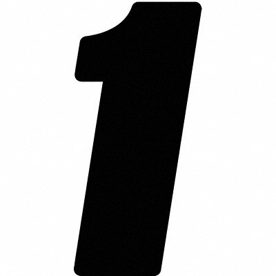 HARDLINE PRODUCTS DB412B1 Number Label Blk Vinyl 4in. H No 1 PK12