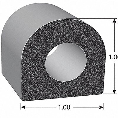 TRIM LOK INC X1678HT25 Rubber Seal D-Shaped Thick 1in H 25 ft L