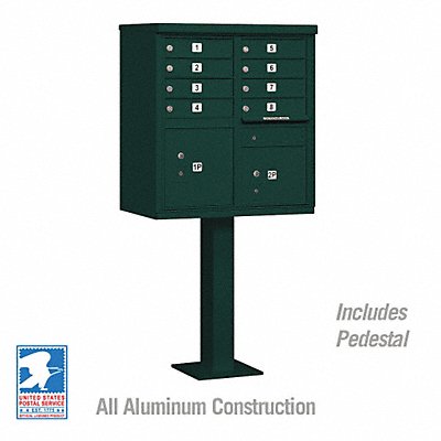SALSBURY INDUSTRIES 3308GRNU Cluster Box Unit Green 10 Doors 18 in W