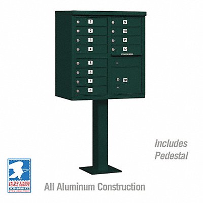 SALSBURY INDUSTRIES 3312GRNU Cluster Box Unit Green 13 Doors 18 in W