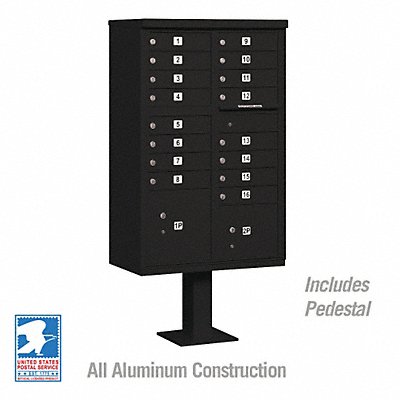 SALSBURY INDUSTRIES 3316BLKU Cluster Box Unit Black 18 Doors 18 in W