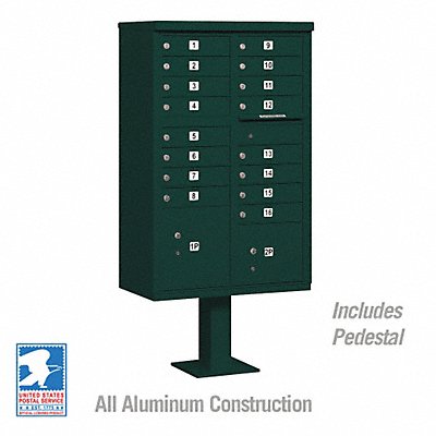 SALSBURY INDUSTRIES 3316GRNU Cluster Box Unit Green 18 Doors 18 in W