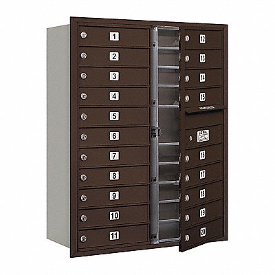 SALSBURY INDUSTRIES 3711D20ZFU Mailbox 4C 20 Doors Bronze 41in H 145 lb