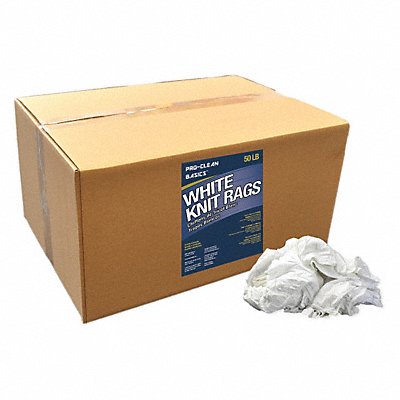 PROCLEAN BASICS Z99302 White T-Shirt Knit Rags 50 lb Box
