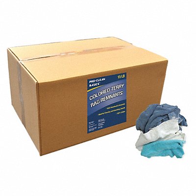 PROCLEAN BASICS Z99401 Colored Terry Cloth Remnants 15 lb Box